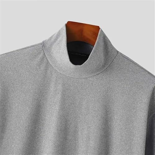 2024 Men's Fashion Large Size Solid Color Turtleneck Casual Warm Pullover Sweater4