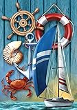 Nautical Adventure Summer Garden Flag Sailboat Crab 12.5' x 18' Briarwood Lane
