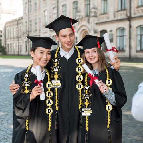 Image of Tifeson Graduation Leis Decorations 2026 - Handmade Double Braided Graduation Ribbon Leis with Glitter Pins for Him Her High School College Congrats Grad Gifts Party Supplies