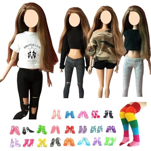 Doll Clothes and Accessories, Fashionista Doll Top & Pants, Doll Shoes for 11.5 inch Dolls, Doll Dress Up Toys for Girls Age 5-7, 6-8, 6-12, Toy Gift Cover