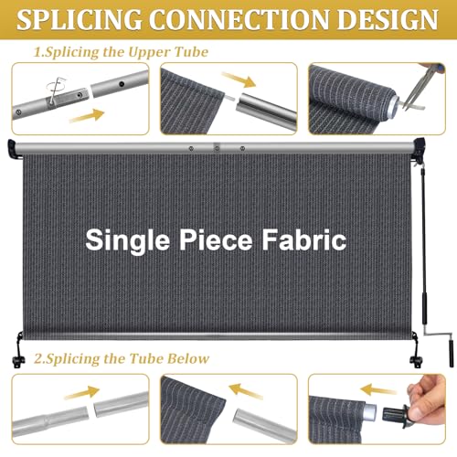 Image of Shade&Beyond Patio Shades Roll Up Outdoor 10' W x 8' H, Cordless Roller Shade Blinds with 90% UV Protection, Exterior Sunshade Cloth Roll for Pergola Porch Gazebo Balcony, Blue Gray