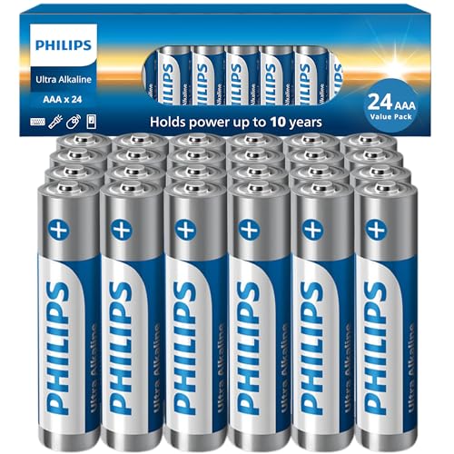 Philips AAA Batteries 24 Pack, 1.5v Ultra Alkaline Triple AAA. Batteries, 10-Year Shelf Life...