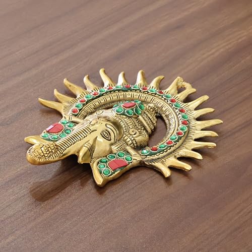 Image of KridayKraft Metal Ganesha ji Statue,Ganpati Wall Hanging Sculpture Lord Ganesh Idol Lucky Feng Shui Wall Decor Your Home, Office,Religious Gift Article Decorative,Showpiece (Stone, KIRAN GANESH)