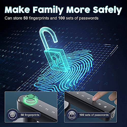 Folceretsc Fingerprint Smart Door Lock Door Knob with Keypad Keyless Entry Door Lock with Handle for Home Hotel Office Apartment - Image 2