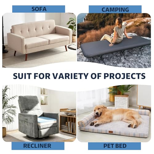 JZHLLA Upholstery Foam, 72\"x24\"x3\" High Density Memory Foam for Cushions, Furniture Padding & Seat Replacement Cut-to-Size Foam Support for Sofa Chair & DIY Projects - Thumbnail 7