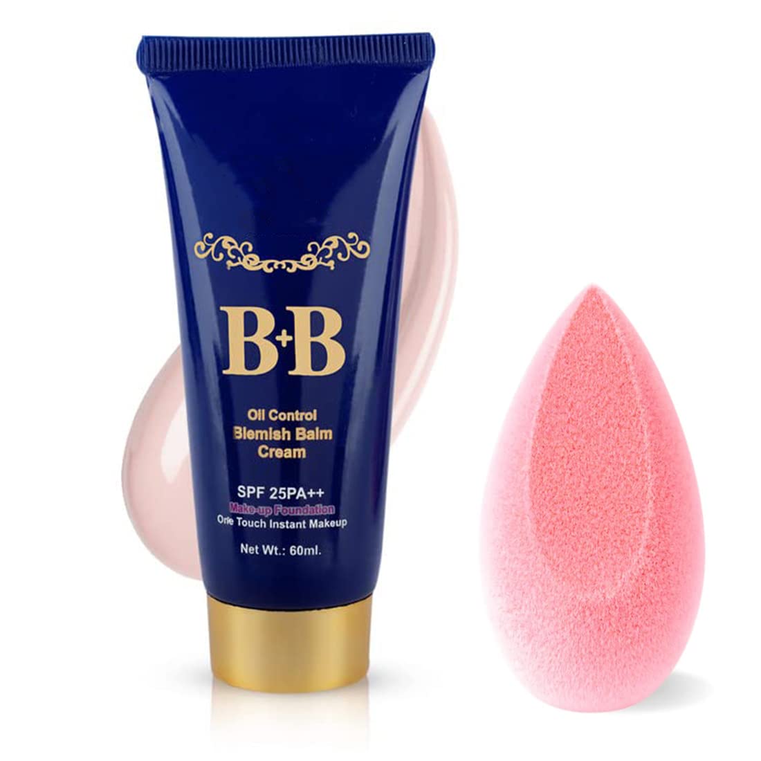 Adbeni Oil Control BB Cream with SPF 25 & Make up Sponge Beauty Blender Puff (Pack of 2)