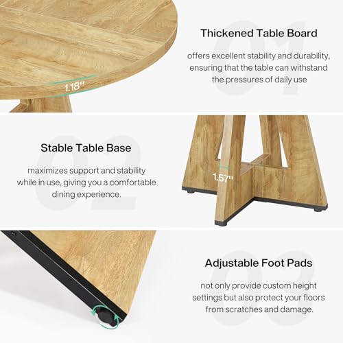 Tribesigns 47 inch Round Dining Table Wood Kitchen Table for Dining Room, 47" Dinner Room Tables for 4-6, Farmhouse Accent Furniture with Wooden Tabletop and Cross Base, Light Wood - Image 6