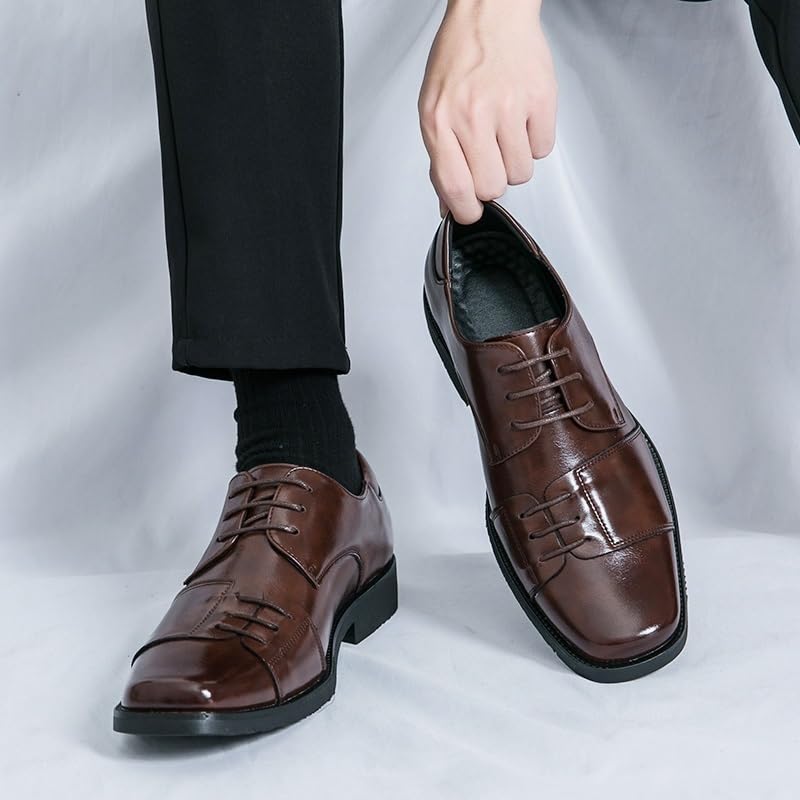 Dress Shoes for Men Pu Leather Cap Toe Design Casual Lace Up Business Tuxedo Wedding Non Slip Low Top Anti-Slip Formal3