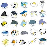 Artibetter Weather Cartoon Laptop and Luggage Stickers for Teens and Adults, 50pcs Small DIY Weather Symbol Decals for Phone, Water Bottle, and Journal Decoration