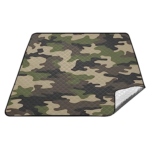 YOUJUNER Picknickdecke 200 x 200 cm Camouflage Grün Camo Große Picknickmatte Wasserdichte...