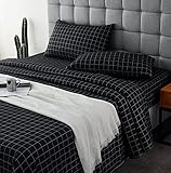 Baceight King Size Sheets Set Deep Pockets Extra Soft Breathable & Cooling Plaid King Sheet Set...