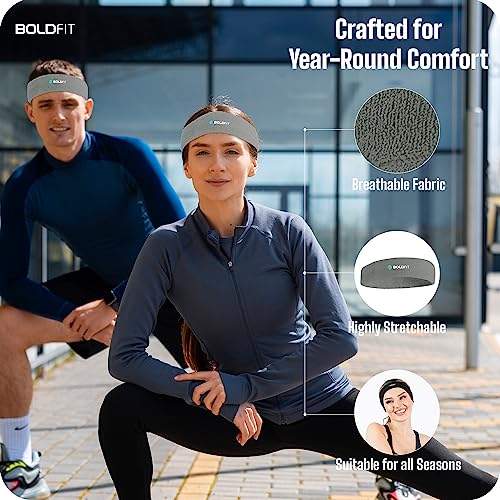Boldfit Gym Headband for Men and Women - Sports Headband for Workout & Running, Breathable, Non-Slip Sweat Head Bands for Long Hair (Grey) 6 51RsQLQGRnL
