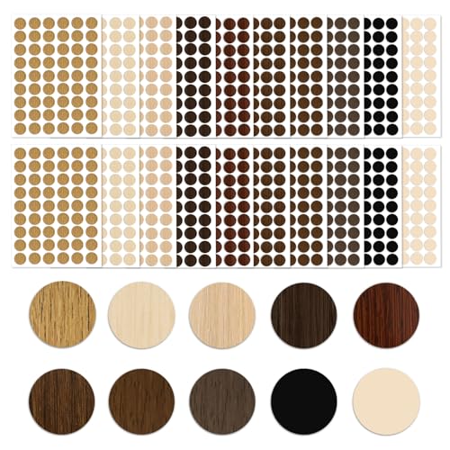 Opiniones de Muebles pegatinas los más recomendados. 50 1080 piezas de pegatinas para agujeros de tornillo autoadhesivas de PVC, tapas de tornillos a prueba de polvo, pegatinas de madera texturizadas multicolor para muebles, paredes,...