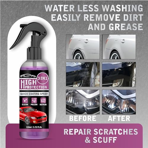 Image of SPECULO 3 In 1 High Protection Car Quick Spray,Car Rapid Ceramic Paint Coating,Nano Polishing Spray,Plastic Parts Refurbisher,Fine Scratch Repair,Extremely Hydrophobic,110 Ml,(Pack Of 2),Purple