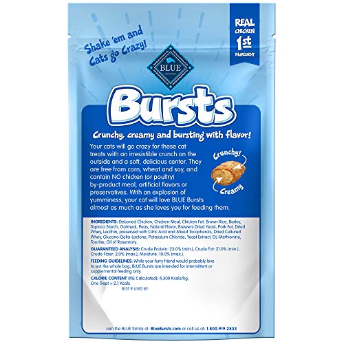 Blue Buffalo Bursts Crunchy & Creamy Cat Treats, Great for Training, Paw-Lickin' Chicken, 2-oz Bag ( 6 pack) #1