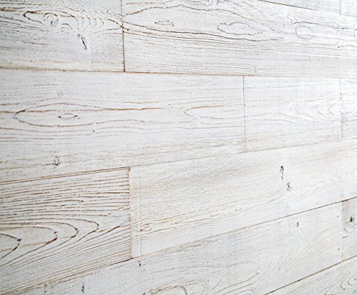 WoodyWalls Peel and Stick Wood Panels (19.5 sq. ft. per box) White Washed