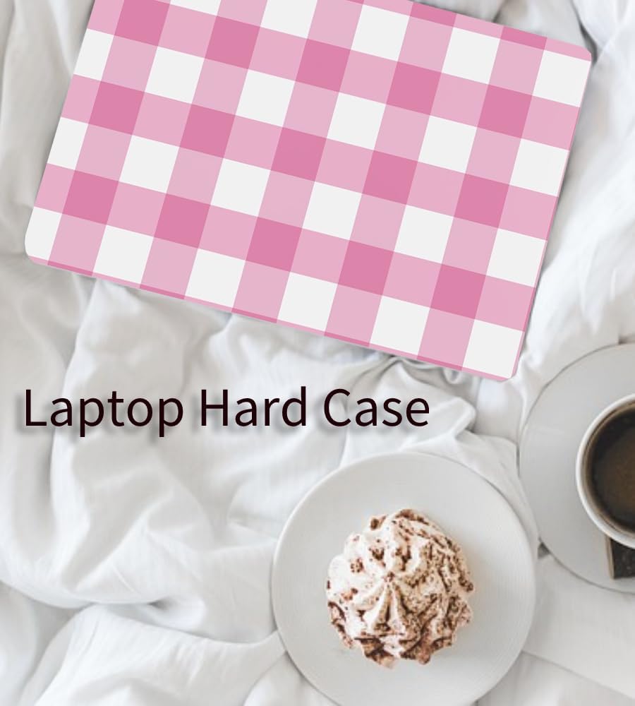 Modern Printed Design Case Compatible with MacBook Pro 13 inch Release 2015-2012 Model A1502 & A1425, Fashional Simple Funny Computer Protector Case with Keyboard Skin, Pink Plaid