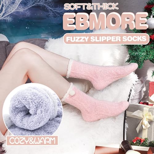 EBMORE Womens Fuzzy Socks Slipper Fluffy Cozy Comfy Cabin Plush Warm Winter Sleep Home Soft Socks3