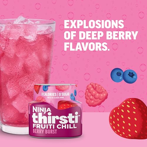 Image of Ninja Thirsti Flavored Water Drops, Berry Burst, Zero Calories | Zero Sugar, 12oz drinks, 3 Pack, Compatible with All Ninja Thirsti Drink Systems - WC1000, WC2000 & WC3000 Series, WCFBRPNAM