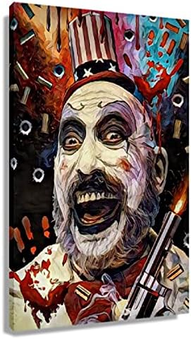 Captain Spaulding Poster Horror Movies Art Print Wall Decor Canvas Painting Modern Vintage Pictures Rectangular Artwork Bedroom Decoration for Halloween and Christmas Framed 16x24 inch(40x60cm)