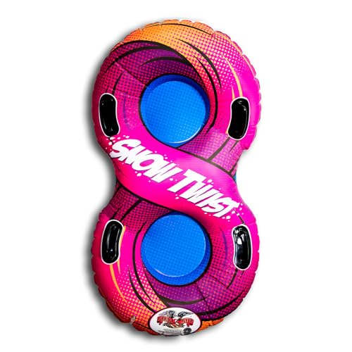 Flexible Flyer 57' Snow Twist Inflatable Tube Sled - 2-Person Pool Float and Snow Tube for Year Round Fun - Heavy Duty Double Sled with Handles for Kids and Adults