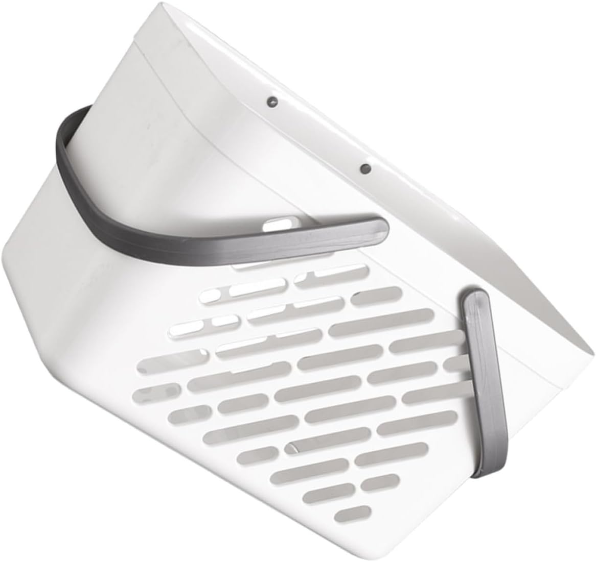 White PP Hollow Shower Basket with Handle for Outdoor Desktop Use