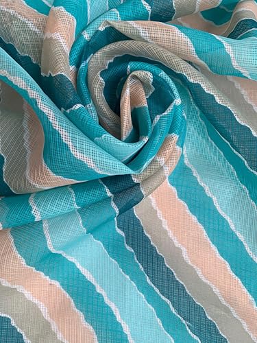 Image of Women's Cotton Blend Striped Print Dupatta with 2.20 Meters | Women's cotton printed dupatta with tassels