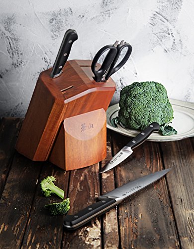 Cangshan V2 Series 1022520 German Steel Forged 5-Piece Starter Knife Block Set, Acacia #TOP4