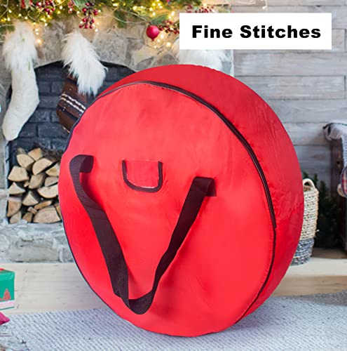 25" Christmas Wreath Storage Bag - Christmas Large Wreath Storage Container Cover - Heavy Duty Reinforced Wide Handle And Double Sleek Zipper - Protect Your Christmas Garland Party Decorations- Red #TOP6