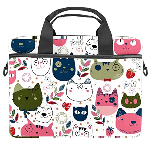Sacoche ordinateur 14.5 pouces antichoc à motif chat multicolore