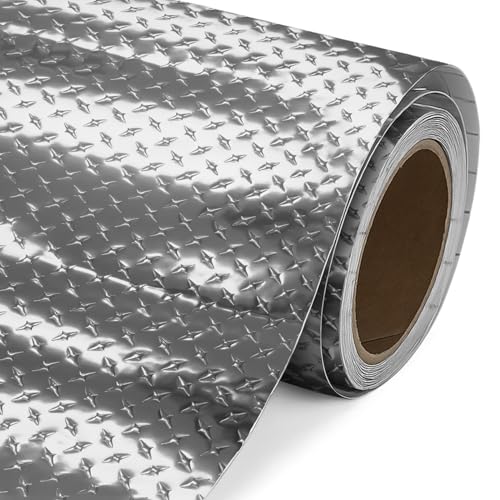 Vvivid Metallic Silver Diamond Plate Sheet Vinyl Chrome Finish, Peel &Amp; Stick Application For Craft &Amp; Hobby, (16” X 6.5Ft)