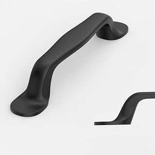 10 Pack Matte Black Retro Cabinet Pulls 3.75 Inch(96mm) Hole Centers Kitchen Cabinet Handles Solid Zinc Alloy Cabinet Hardware Drawer Pulls AM009