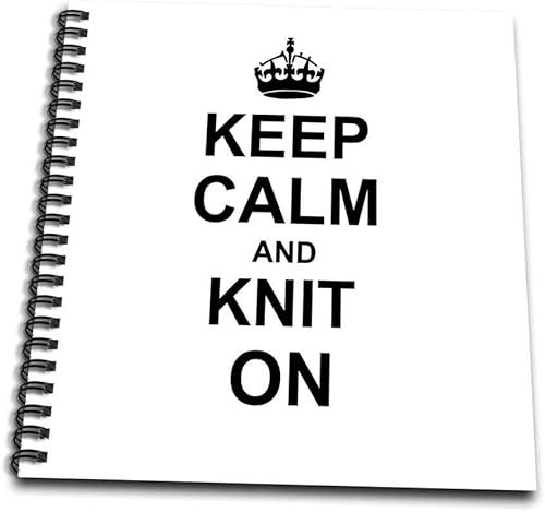 3dRose Keep Calm and Knit On Carry on Knitting-Knit Hobby Gifts - Libro de dibujo divertido humor divertido negro, 8 x 8 pulgadas (db_157736_1)