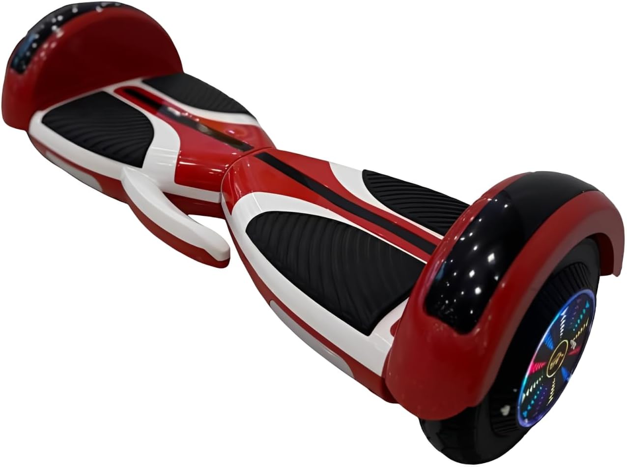 36V High-Performance Self-Balancing Hoverboard for Kids & Teens – LED Wheel Lights – Red & White Dual-Tone Design – 15-18 MPH Max Speed – Two-Wheel Electric Balance Board