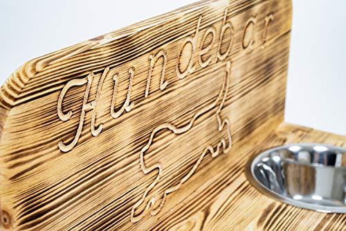 Hundebar S Futterbar inkl. 2X 700ml Futternapf für Hund Futterstation | Mit Rückwand für kleine bis mittlere Hunde