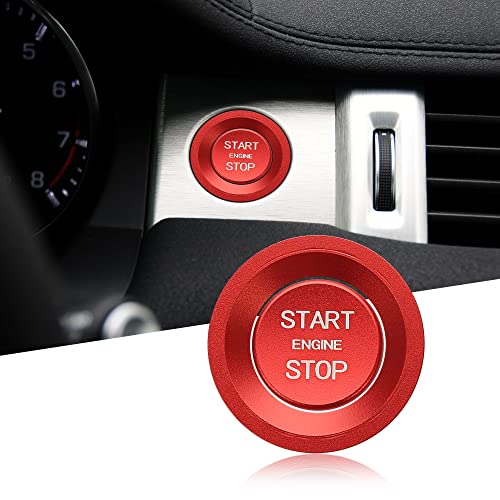 Tomall Aluminum Engine Start Stop Push Button Ring Compatible With Land Rover Discovery Sport 5 Range Rover Jaguar Xj Xf Xe F-Type F-Pace Xjr Xfr Car Interior Accessories Ignition Switch Cover (Red) #TOP29