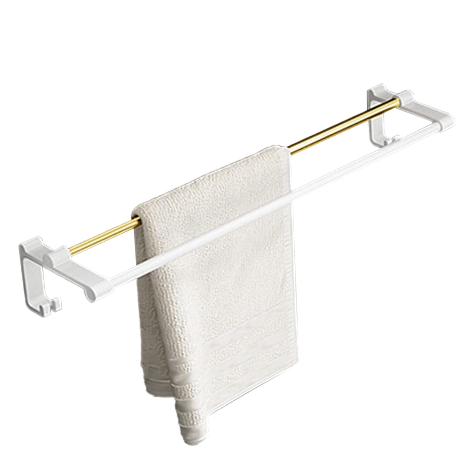 Toallero autoadhesivo de barra doble blanco en aluminio para baño