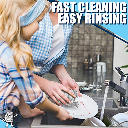 Spongenator Kitchen Scrubbing Sponges - Heavy Duty Non-Scratch Scrubbing Cleaner Sponges In 1 Color - Multi-Surface Non-Metal Dish Scouring Scrubbers For Fast Cleaning. (6 Pack) #TOP6