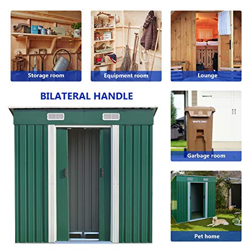 image for HOMFY 4X6FT Outdoor Storage Shed Horizontal Lockable Organizer for Gar