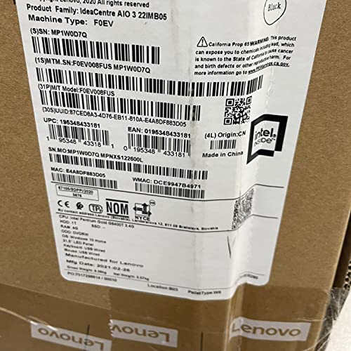 Image of Lenovo IdeaCentre 3 22IMB05 F0EV008FUS All-in-One Computer - Intel Pentium Gold G6400T Dual-core (2 Core) 3.40 GHz - 4 GB RAM DDR4 SDRAM - 1 TB HDD - 21.5 inch Full HD 1920 x 1080 - Desktop