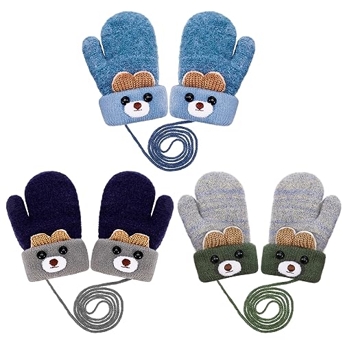 Firtink 3 Paare Baby Winter Handschuhe,Unisex Fäustlinge für 0-3 Jahre,...
