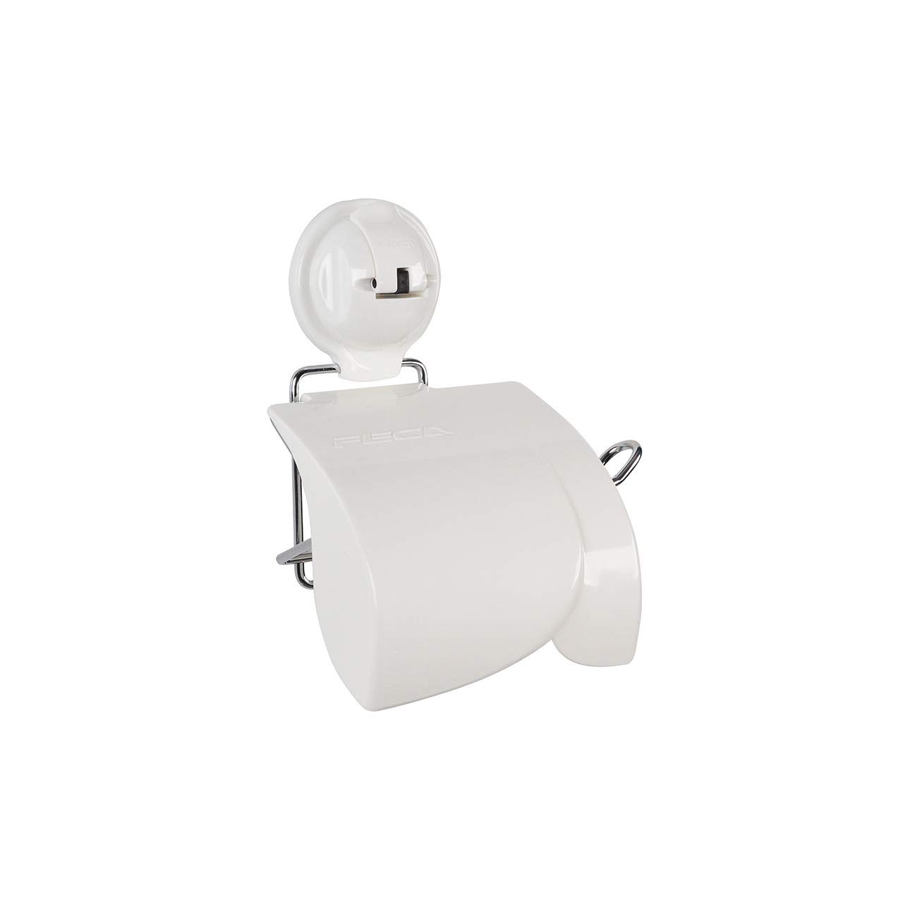 FECA FE-B2009 No Drill Toilet Paper Holder with Cover and Powerful Suction Cup, White