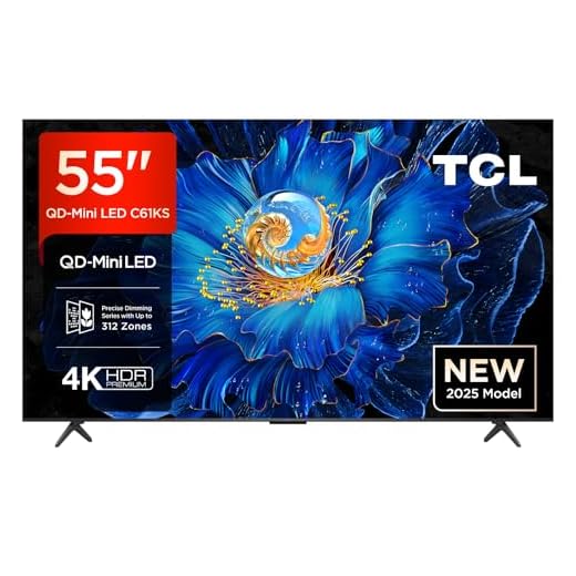 TCL 55C61KS TV LED QD-Mini da 55", 4K UHD, Smart Google TV con Dolby Atmos, Game Master