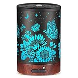 Difusor de aceite esencial, humidificador de niebla fría de metal para el hogar y la oficina (girasol + mariposa)