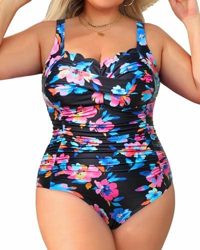 Image of Aqua Eve Womens Plus Size One Piece Swimsuit- Tummy Control Bathing Suit Full Coverage Swimwear