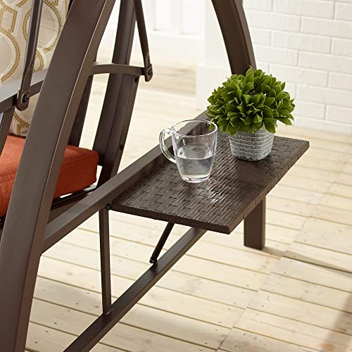 Ulax Furniture 3-Seat Outdoor Patio Swing Chair, Porch Swing Glider Chair With Convertible Canopy, Solar Led Light And Sunbrella Pillows For Poolside, Garden, Balcony, Backyard #TOP2