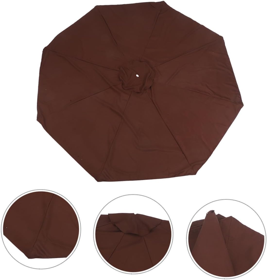 Uonlytech Replacement Umbrella Canopy 2. Diameter, Coffee Color Patio Parasol Fabric with 8 Ribs, Rain-proof Garden Umbrella Cloth for Outdoor Shade and Sun Protection