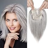 REECHO Real Human Hair Topper, 10 inch Women Hair Toppers for Thinning Hair, 100 Percent Human Hair Large Coverage Natural Hairpiece Wiglet, Butterfly Base 5