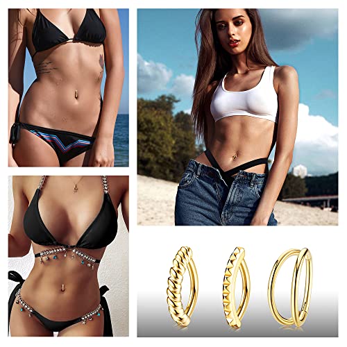 Orazio 8Pcs Belly Button Ring Surgical Steel 14G Clicker Belly Rings For Women Cz Heart Butterfly Belly Button Piercing Simple Reverse Navel Barbell Rings Body Piercing Jewelry #TOP5