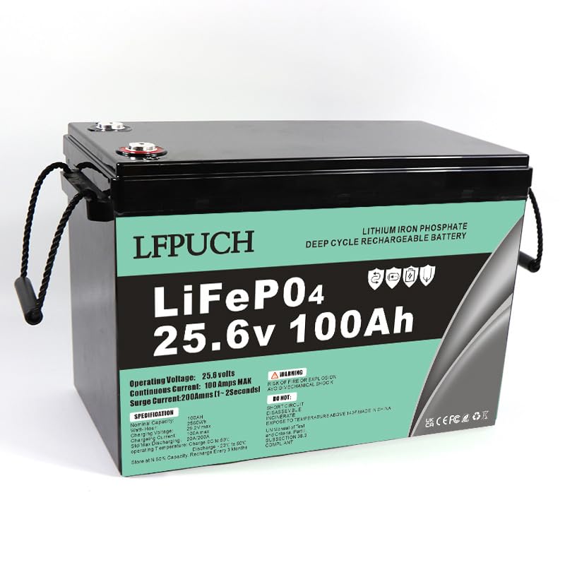 LiFePO4 Battery 24V(25.6V) 100Ah Lithium leisure battery, Lithium Iron Phosphate Battery for RV, Boat, Marine, Solar System,mobility scooter